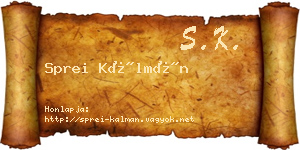 Sprei Kálmán névjegykártya